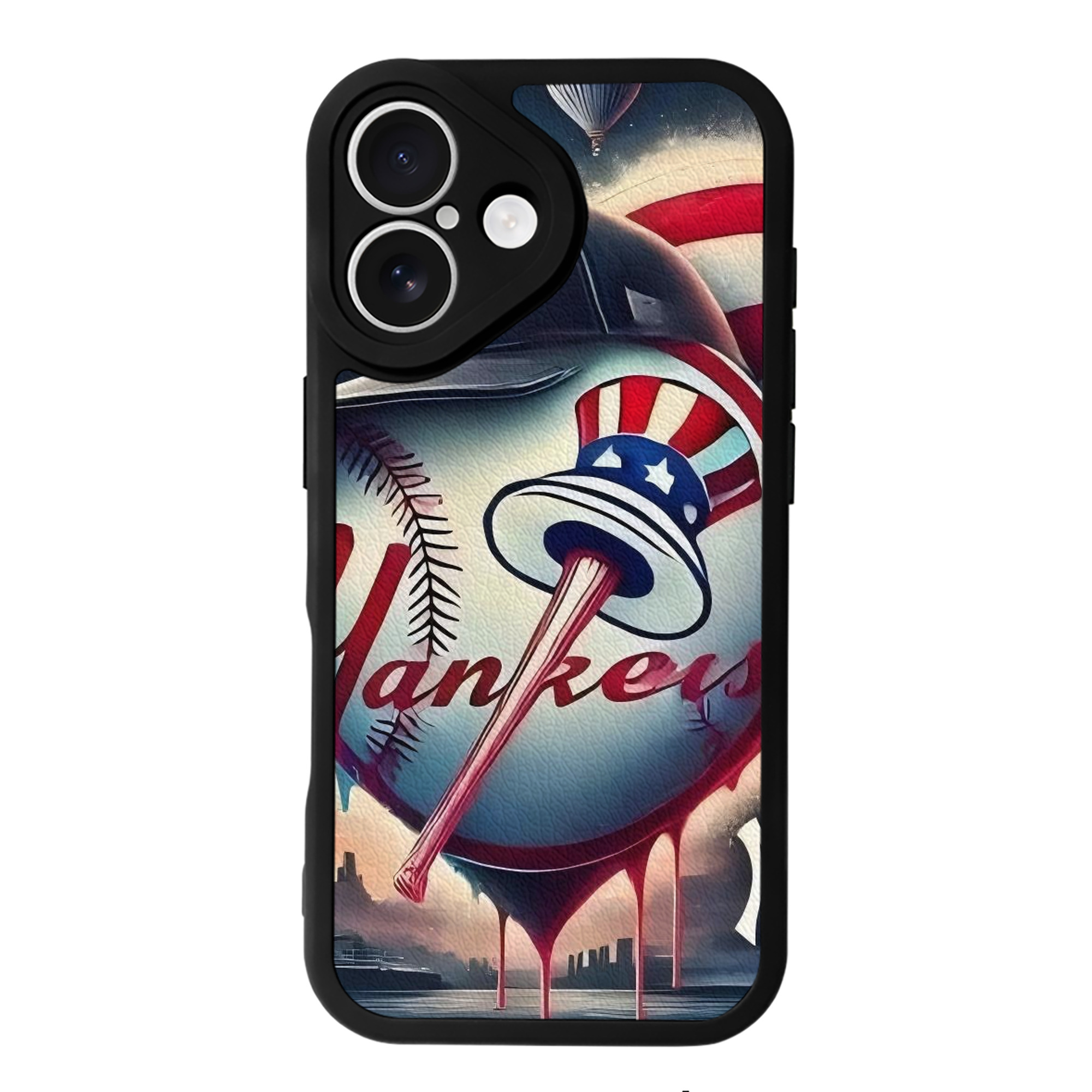 New York Yankees Heart IPhone 16 Silicone Leather Case – UV Print, Lambskin Texture – Perfect Fit, Wireless Charging Compatible, Scratch Resistant, Precise Cutouts – Stylish Protection For IPhone 16